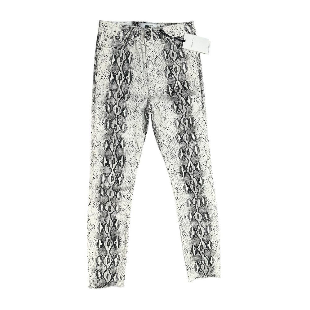 New Zara Snake Print High Rise Skinny Raw Hem Crop Jeans sz 6
